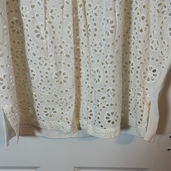 NWT Ann Taylor White Short Sleeve Sweater Eyelet Detail on back Size XL Tall - Picture 7 of 7
